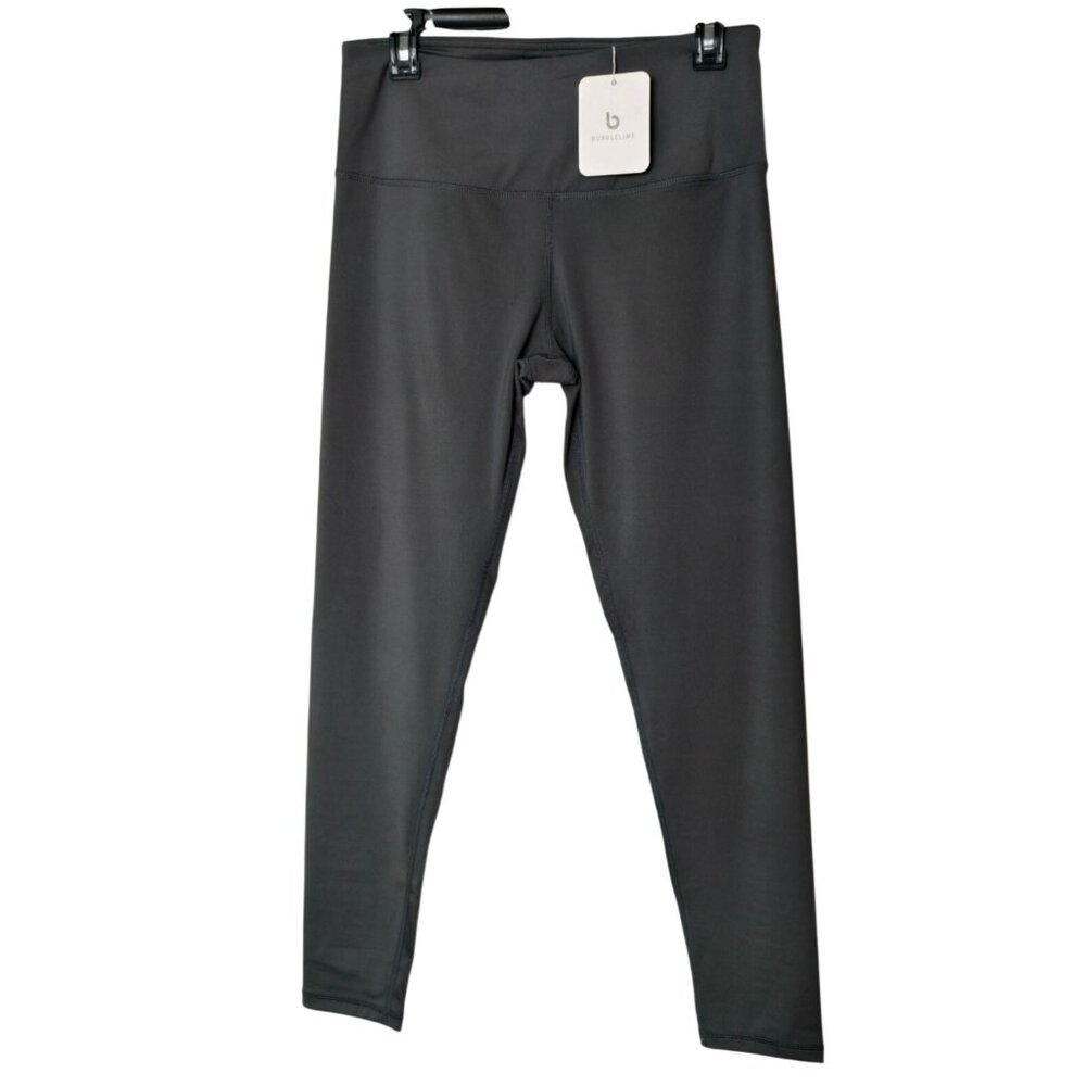 Bubblelime Womens High-Waist Leggings L Gray Full-Length Yoga Workout Excercise